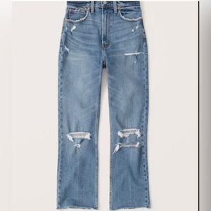 Abercrombie & Fitch Ultra High Rise Ankle Straight Jeans medium ripped Sz 26